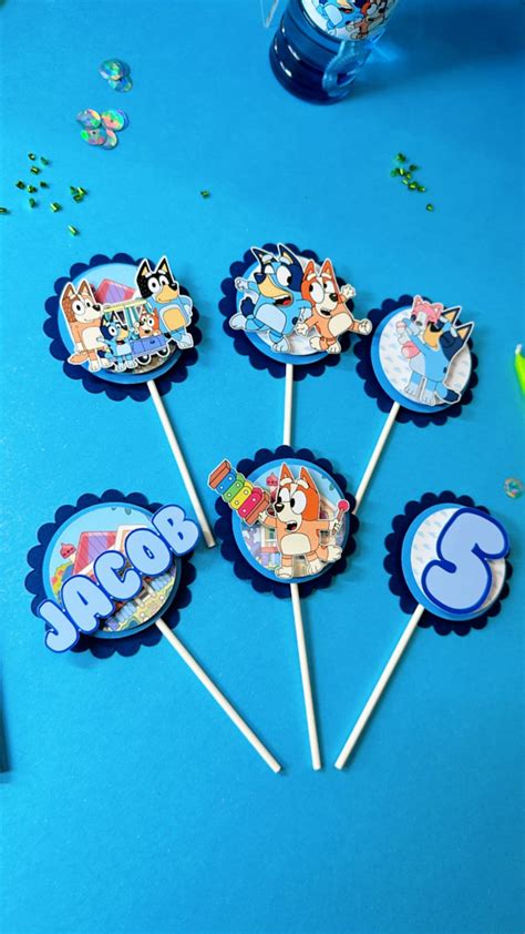 Bluey Cupcake Toppers 3d Cupcake Topper Personalized Cupcake Topper Bluey Party Decorations