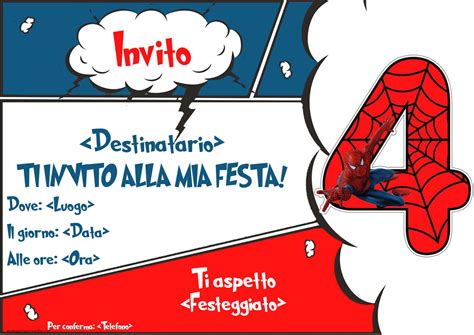 Invito Festa Di 4 Anni Con Tema Spiderman Crea Inviti Personalizzati