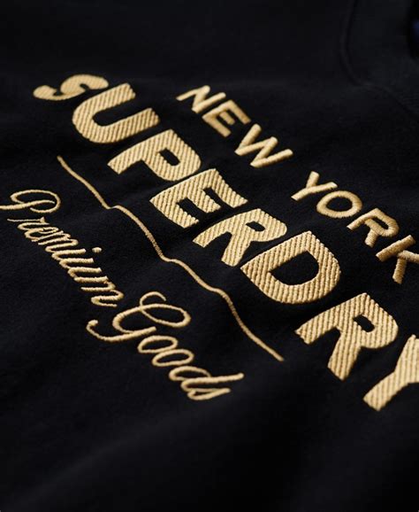 Dames Luxe Sweatshirt Met Metallic Logo Black Superdry Nl