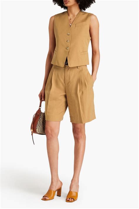 Vince Pleated Tencel Blend Twill Shorts The Outnet