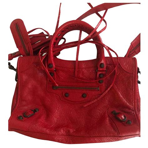 Balenciaga City Bag Classic Rouge TANGO Red Lambskin Ref 163702 Joli