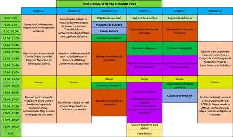 Programa General Xxv Congreso Mexicano De Rob Tica Comrob