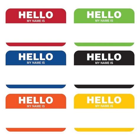 Four Different Name Tags With The Words Hello My Name Is