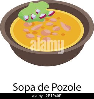 Cartoon Pozole Mexican Soup Vector Illustration Traditional Mexican