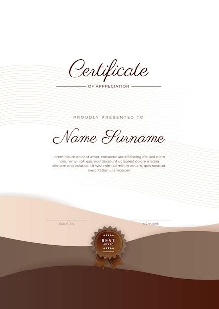 Premium Vector Modern Elegant Brown Beige Skin Tone Certificate Of