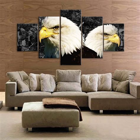 Modern Painting Frame Art Poster Wall Modular Picture 5 Panel Animal Eagle Home Decoration Print ...