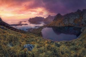 Fondos De Pantalla Noruega Reine Islas Lofoten Nubes Puesta De