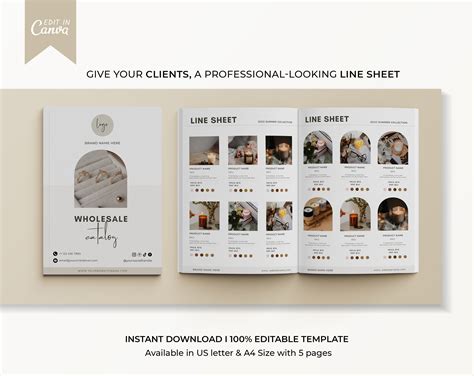 Editable Line Sheet Template Wholesale Canva Printable Etsy Australia