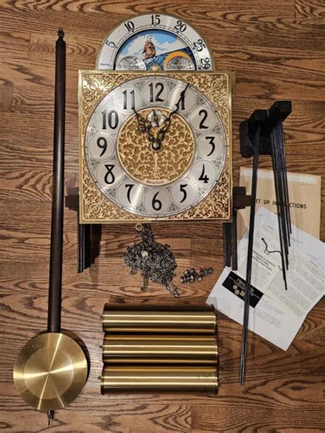 Herschede Grandfather Clock Moon Dial Movement Weights Pendulum Chimes