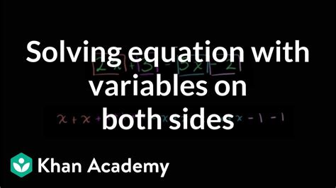 Introduction To Solving An Equation With Variables On Both Sides