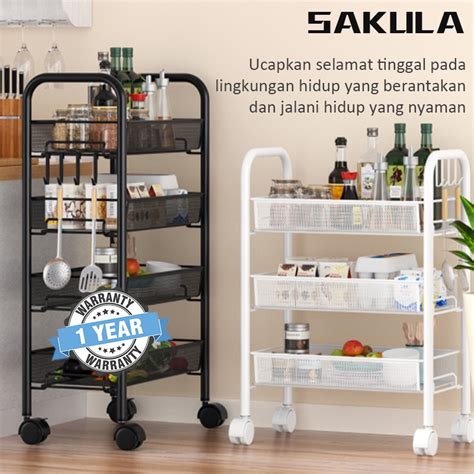 Jual Sakula Rak Dapur 4 Lapisan Rak Penyimpanan Beroda Rak Rak Troli