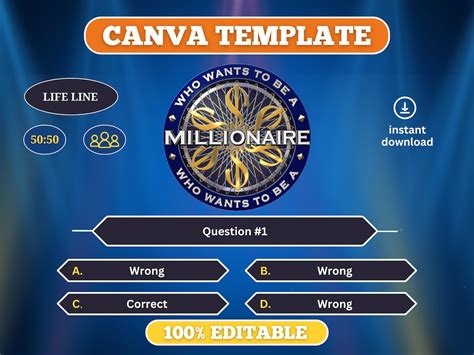 Canva Editable Who Wants To Be A Millionaire Game Perfect For Virtual