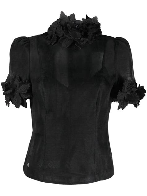 Zimmermann Luminosity Liftoff Floral Appliqu Blouse Black Farfetch