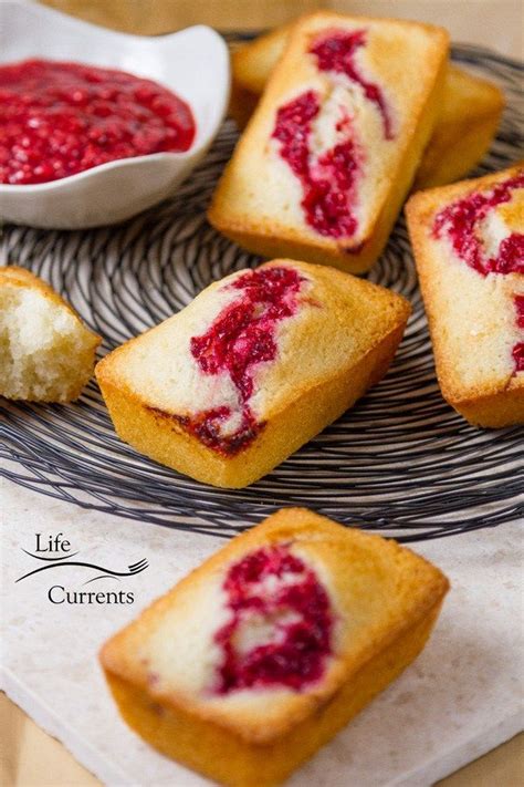 French Almond Financiers Cakes With Roasted Raspberry Swirl These