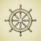 Hand Drawn Vintage Ships Wheel In The Old Fashioned Style Vector