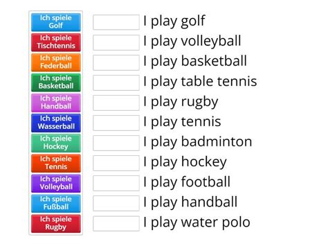 Year 7 German sports - Match up