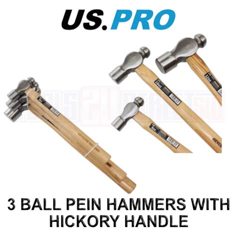 Us Pro Tools Pc Ball Pein Hammer Set With Hickory Handles Oz Oz