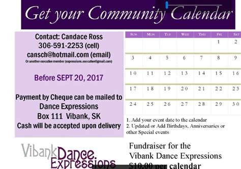 Dance Calendar Village Of Vibank