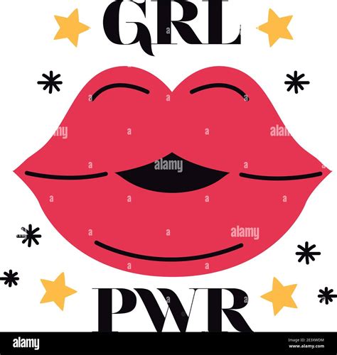 Girl Power Mouth Design Of Woman Empowerment Female Feminism And Rights