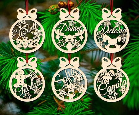 Christmas Ornaments 2023 Svg Laser Cut Files Personalizable 6 Etsy Australia