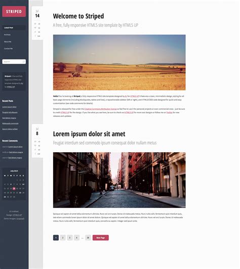 Striped - Free Personal Blog HTML template