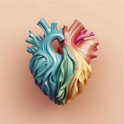 Logotipo De Corazón Humano Renderizado En 3d En Colores Pastel Sobre