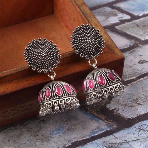 Bollywood Oxidized Silver Plated Handmade High Quality Jhumka Etsy