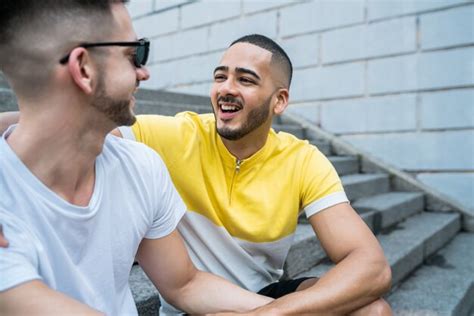 Free Photo Portrait Of Happy Gay Couple Spending Time Together While