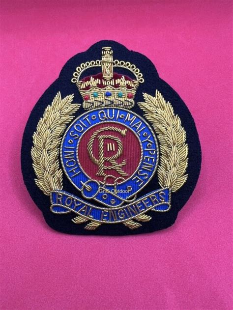 Kings Crown Royal Engineers Blazer Badge RE Hand Embroidered Bullion