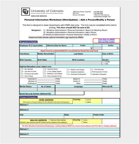 Free 12 Personal Information Forms Pdf Word Excel