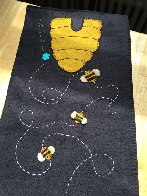 Primitive Bee Hive Skep Table Runner Is A Black Background Etsy