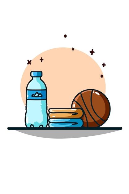 Mineralwasser Handt Cher Und Basketball Premium Vektor