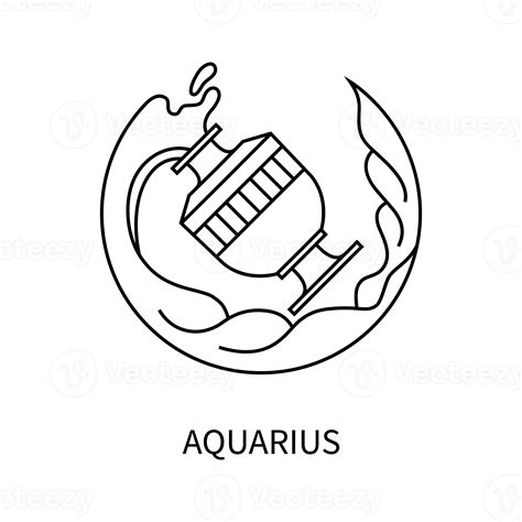 Aquarius Horoscope Symbol In Twelve Zodiac Constellation Isolated Flat Line Zodiac Icons