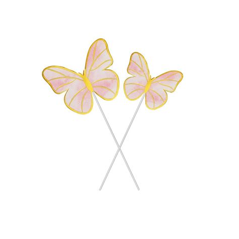 Happy Toppers Gold Stripe Pink Butterfly Cake Topper Pack Of 10