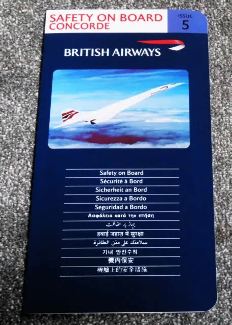 British Airways Concorde Airline Safety Card Issue 5 £1858 Picclick Uk