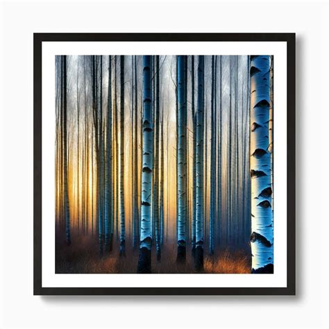 Birch Trees At Sunrise Art Print By Noctarius Fy