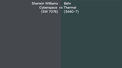 Sherwin Williams Cyberspace Sw 7076 Vs Behr Thermal S440 7 Side By