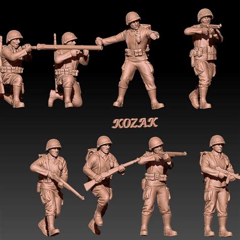 3D Printable Ww2 Us Infantry Rangers Set 1 By Kozak Miniatures