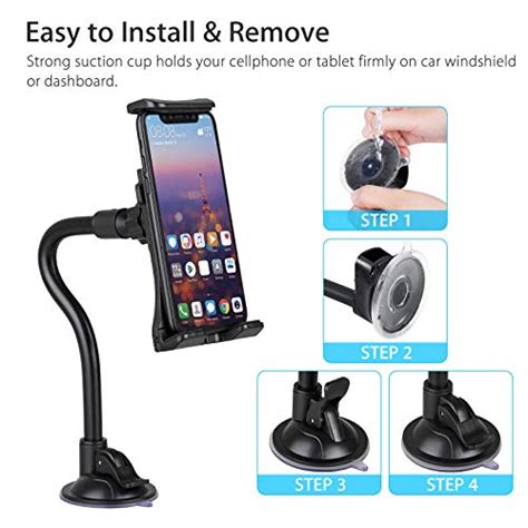 EEEKit Car Tablet Holder Long Arm Suction Cup Mount For 4 12 Tablet