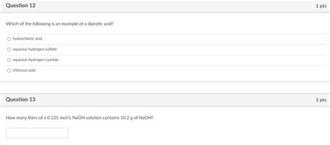 Solved Which of the following is an example of a diprotic | Chegg.com