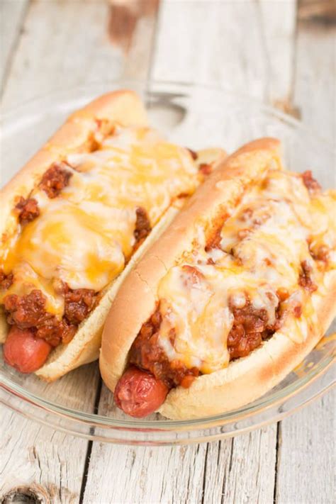 Chili Cheese Dogs In The Slow Cooker Or Oven Oh Sweet Basil Recipe