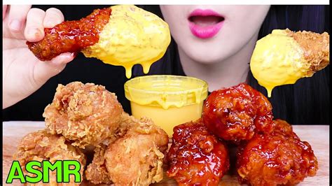 Asmr Cheesy Fried Chicken 시크릿 반반 닭다리 치킨 리얼사운드 먹방 Eating Sounds No