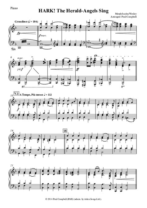 Hark The Herald Angels Sing With Fanfare And Descant Sheet Music Pdf