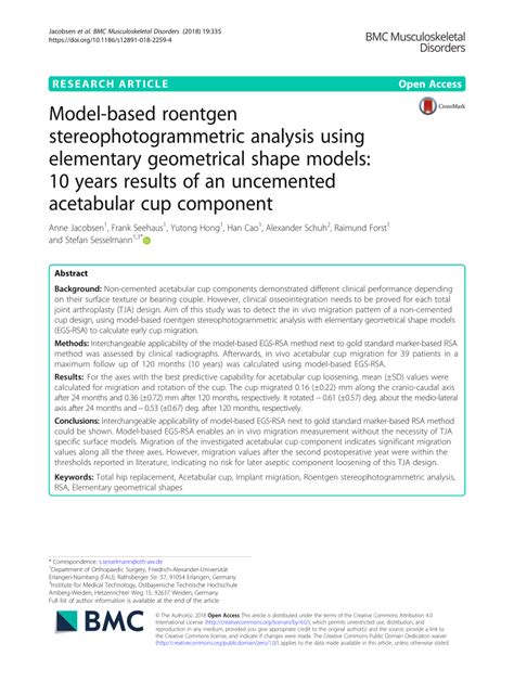 PDF Model Based Roentgen Stereophotogrammetric Analysis Using