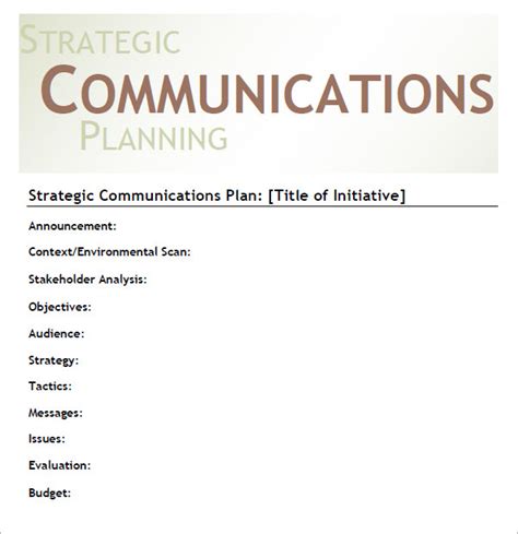 Strategic Comms Plan Template