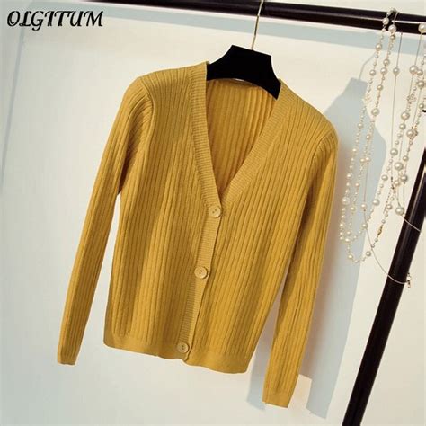 2019 Spring Autumn Korea Sweet Wild V Neck Long Sleeved Solid Color