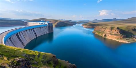 Premium Photo A Large Dam With A Reservoir Concrete Structure And