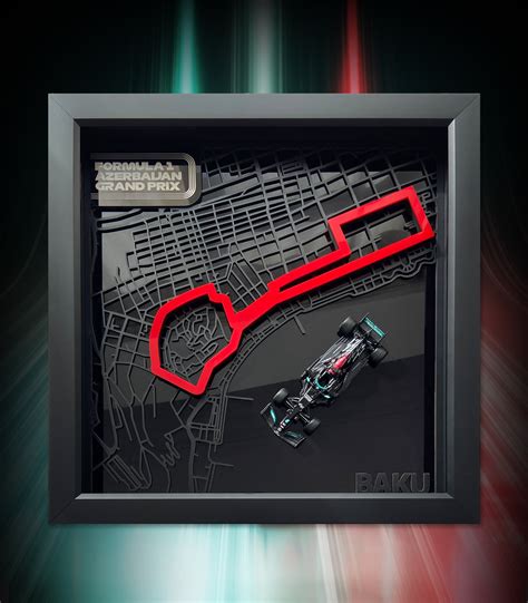 Baku Circuit Map And Formula 1 Car Frame Etsy