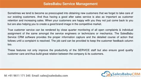 Ppt Maintaining Good Customer Relations With Salesbabu After Sales