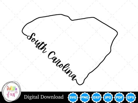 South Carolina State Outline Design South Carolina Png South Etsy